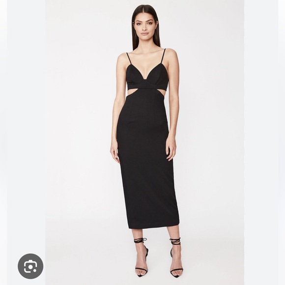 Bardot Dresses & Skirts - Bardot Cutout Slit Midi Dress in Black